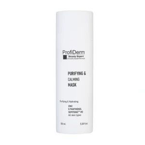 Puhastav ja rahustav mask pikas pumbaga läbipaistmatus pudelis 150 ml.
